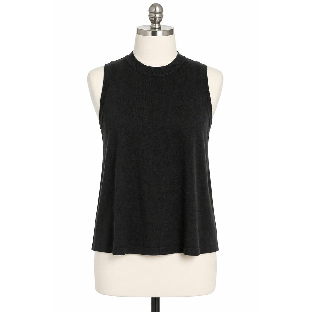 Banana Republic BR Sport High-Neck Sweater Tank | Black Minimal Chic | Size S